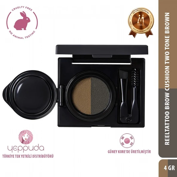 Merythod Reeltattoo Brow Cushion Two Tone Brown - Çift Tonlu, Çift Fırçalı Kaş Farı & Kaş Şekillendirme Kiti