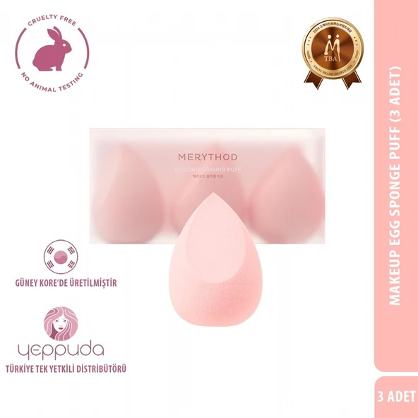 Merythod Makeup Egg Sponge Puff - 3'lü Puff Makyaj Süngeri - 4