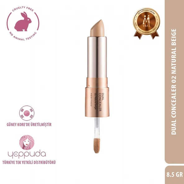 Merythod Dual Concealer 02 Natural Beige - Çift Uçlu Kapatıcı (Stick ve Likit)