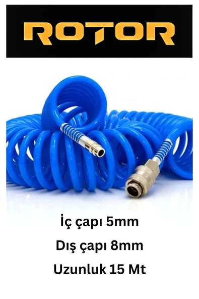 PU0508 (5X8X15)  Kompresör Spiral Hava Hortumu  15mt Sarı - 5