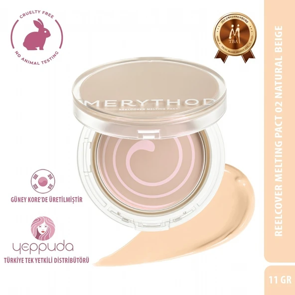 Merythod Reelcover Melting Pact 02 Natural Beige SPF50+PA++++ - Yağlı Ciltler İçin Yüksek Kapatıcı Fondöten
