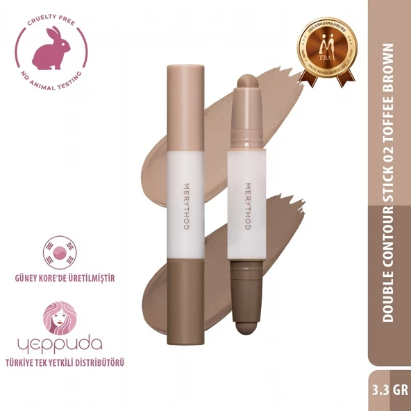 Merythod Double Contour Stick 02 Toffee Brown - Çift Taraflı Sıcak Tonlu Kontür Stick - 7