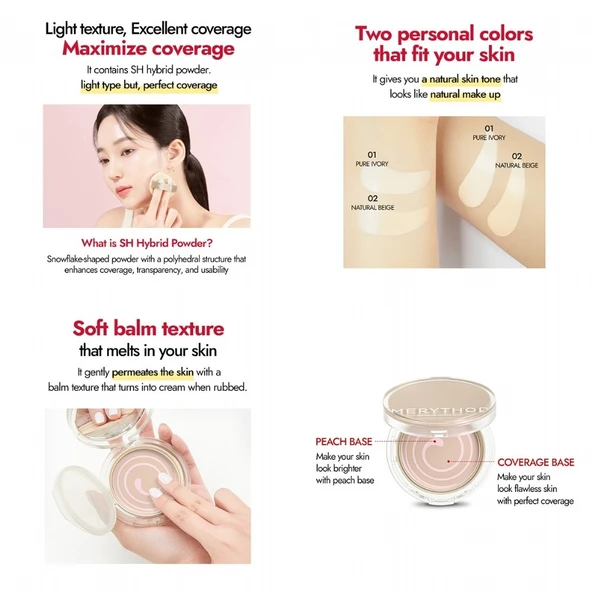 Merythod Reelcover Melting Pact 01 Pure Ivory SPF50+PA++++ - Yağlı Ciltler İçin Yüksek Kapatıcı Fondöten - 3