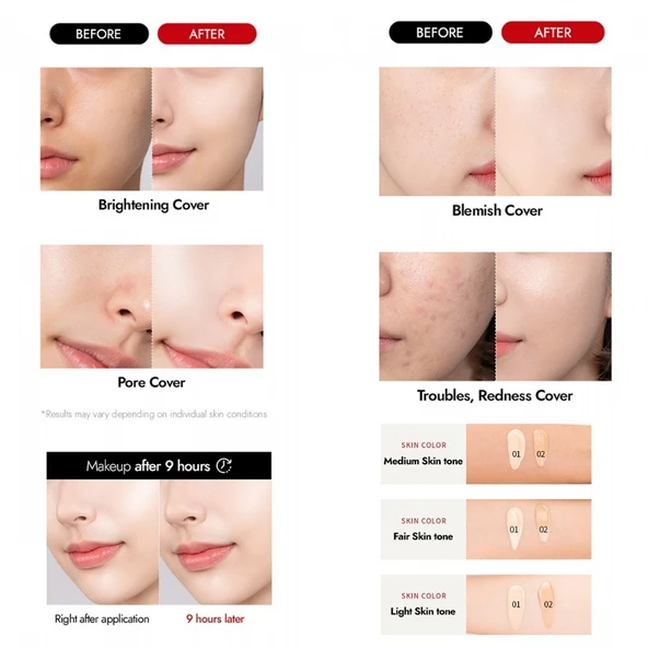 Merythod Radiance Cover Cushion 02 Natural Beige SPF50+PA+++ - Nemli ve Parlak Görümüm Sunan Fondöten - 8