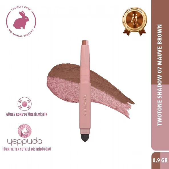 Merythod Twotone Shadow 07 Mauve Brown - Çift Tonlu, Süngerli Far Kalemi