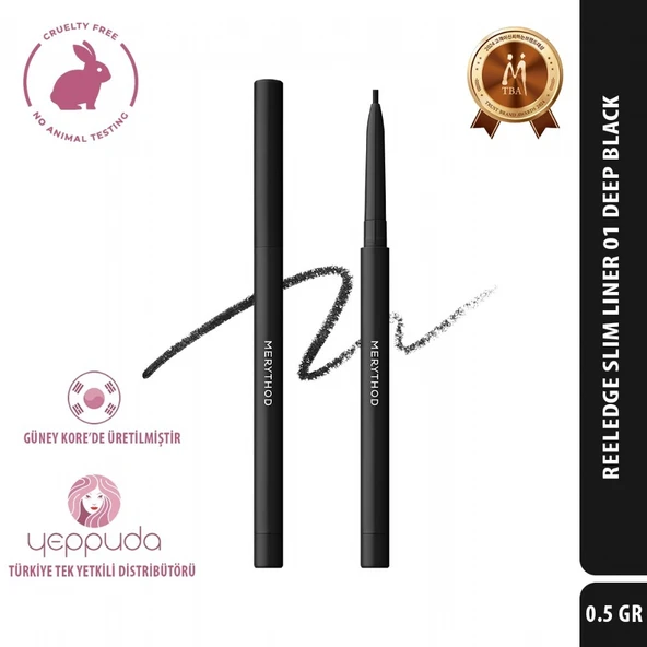 Merythod Reeledge Slim Liner 01 Deep Black - İnce Uçlu Siyah Eyeliner