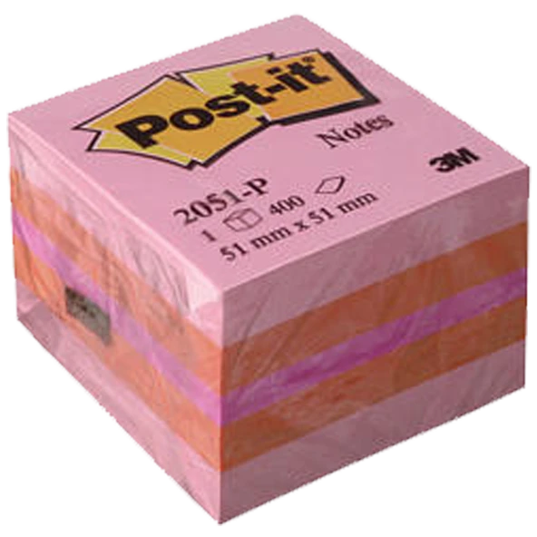 Post-it Yapışkanlı Not Kağıdı Küp Mini 52x52 Pembe 2051-P