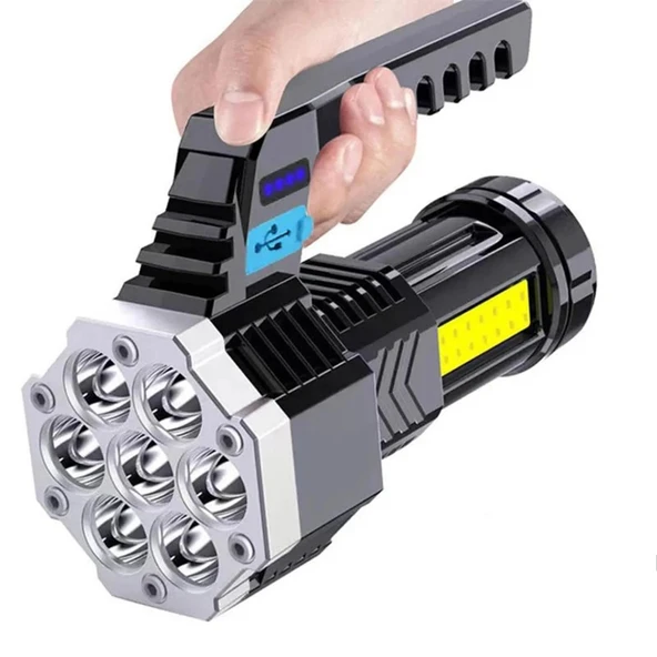 7 Başlıklı Çok Fonksiyonlu Şarjlı El Feneri Hs30 ürün görseli