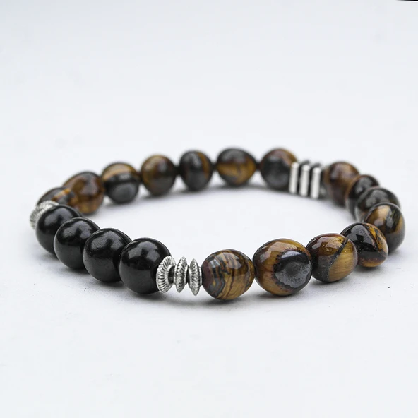 OLTU  VE KAPLAN GÖZÜ TAŞI MİSİNA LASTİKLİ BİLEKLİK - 3