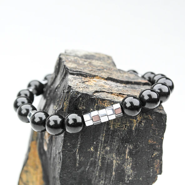 Oltu Taşı Hematit Lastikli Bileklik - 2