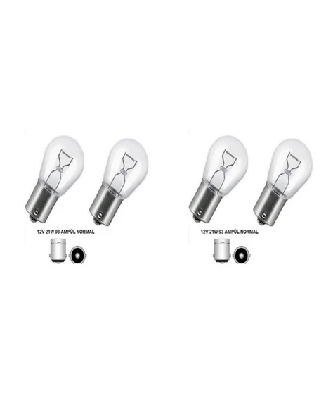 12 VOLT 21WATT SİNYAL AMPULU ARABA MOTORSİKLET (4 ADET) DÜZ TIRNAK