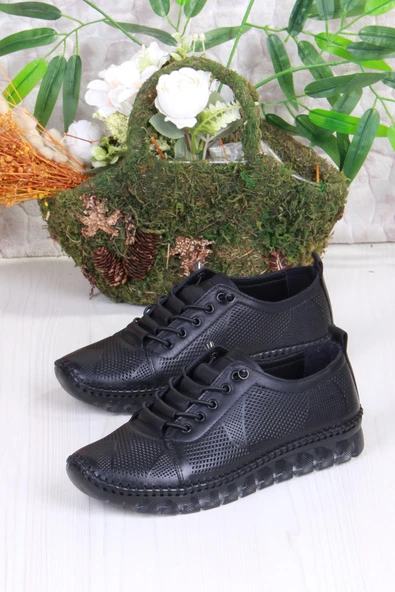 Mehmet Mete 0004 Anatomik Yumuşak Lazer Baskılı Hakiki Deri Kadın Ayakkabı - Resim 4