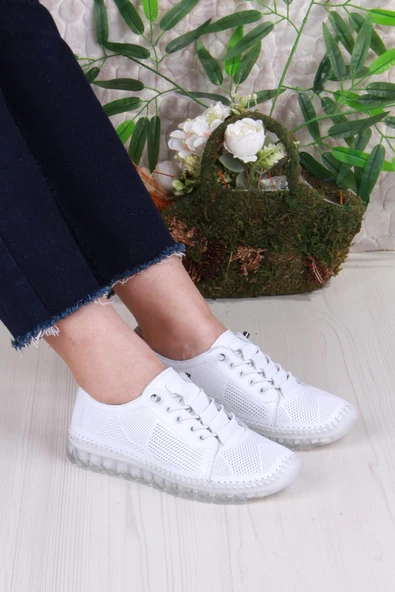 Mehmet Mete 0004 Anatomik Yumuşak Lazer Baskılı Hakiki Deri Kadın Ayakkabı - Resim 11