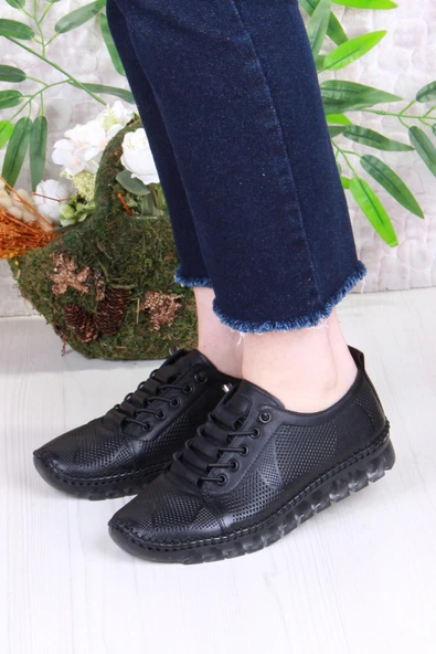 Mehmet Mete 0004 Anatomik Yumuşak Lazer Baskılı Hakiki Deri Kadın Ayakkabı - Resim 2