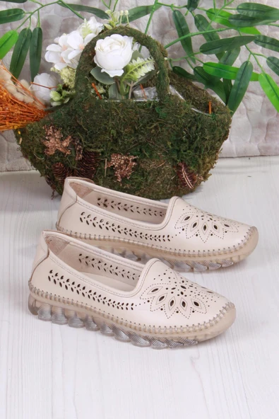 Mehmet Mete 0001-L Anatomik Yumuşak Lazer Baskılı Hakiki Deri Kadın Ayakkabı - Resim 8