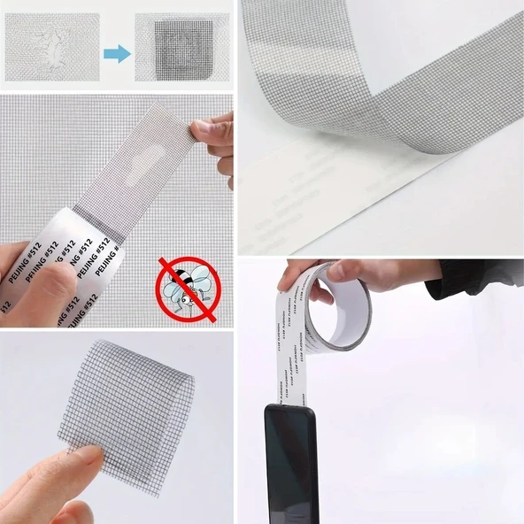 Yapışkanlı Pencere Sinekliği Tamir Bandı  Böcek Önleyici Yama Bandı –Gider Süzgeç 2 mt x 5 cm - 2