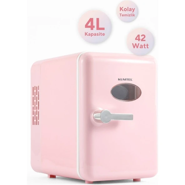 Kumtel Mini İçecek ve Kozmetik Buzdolabı 4L HMFR01 Pembe - 2
