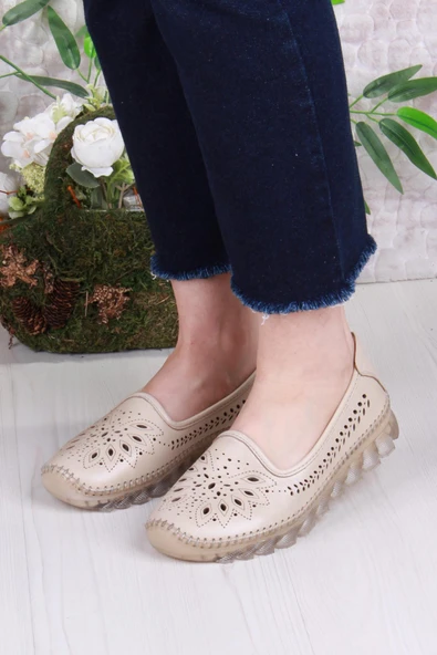 Mehmet Mete 0001-L Anatomik Yumuşak Lazer Baskılı Hakiki Deri Kadın Ayakkabı - Resim 7