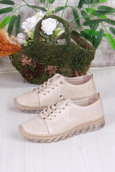 Mehmet Mete 0004 Anatomik Yumuşak Lazer Baskılı Hakiki Deri Kadın Ayakkabı - Resim 9