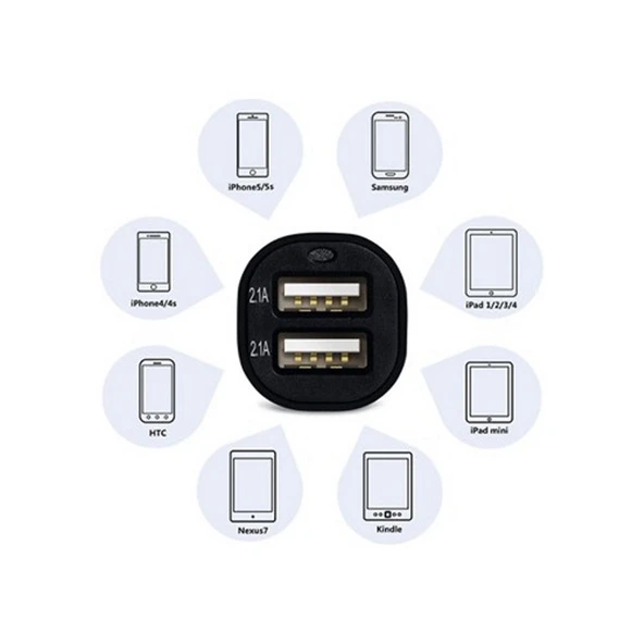 Çift USB Girişli 2.1 AMP Araç Çakmak Soketi - 3