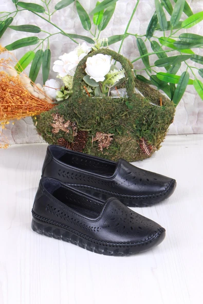 Mehmet Mete 0001-L Anatomik Yumuşak Lazer Baskılı Hakiki Deri Kadın Ayakkabı - Resim 3