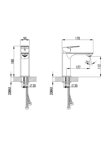 Cerastyle İbiza Lavabo Bataryası Krom - Resim 2