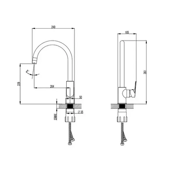 Turkuaz Cerastyle Ibiza Eviye Bataryası Krom - Resim 2