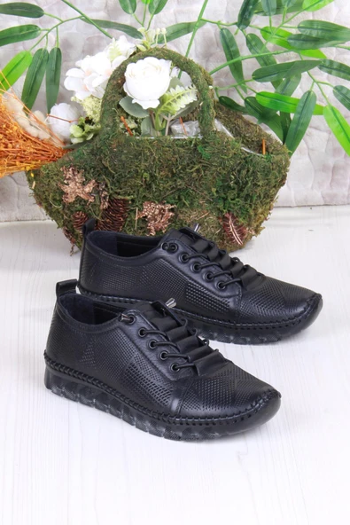 Mehmet Mete 0004 Anatomik Yumuşak Lazer Baskılı Hakiki Deri Kadın Ayakkabı - Resim 3