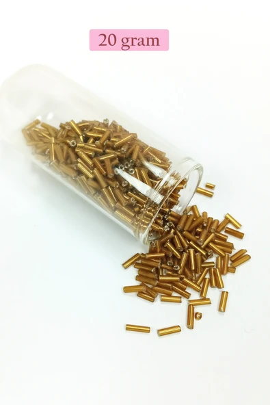 Uzun Boru Kesme Boncuk Çap 2mm Uzunluk 10 mm - 20 Gram - Altın Sarısı - BNC231 ürün görseli 1