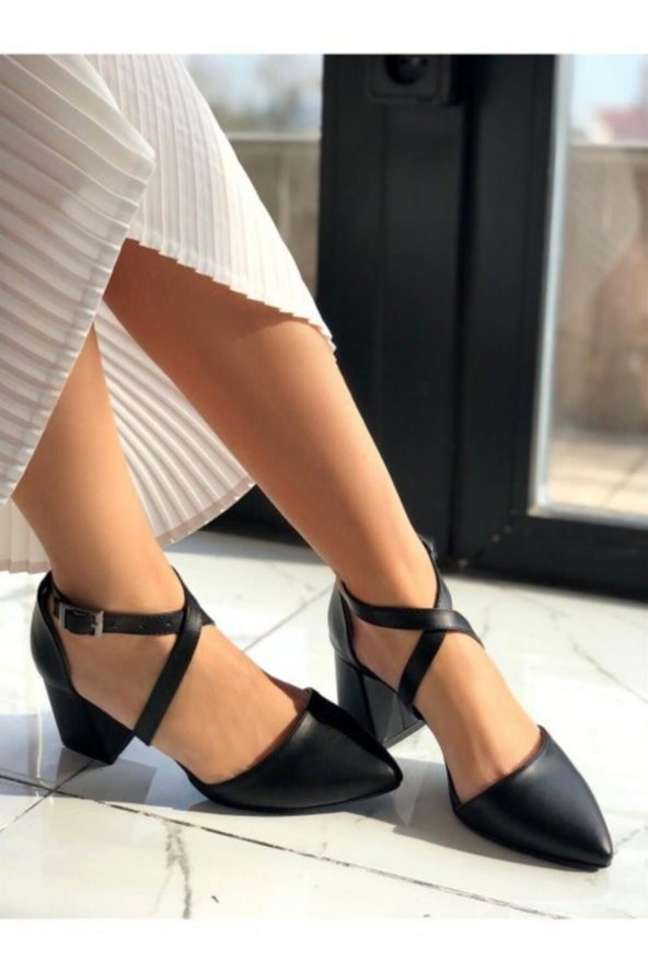 Merve BAŞ Kadın Taba  Süet Çapraz Klasik Topuklu Ayakkabı