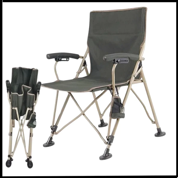 Uyguna-Yakala Yeşil - Taşıma Çantalı Katlanır Kamp Piknik Sandalyesi -MLZ.345 ürün görseli