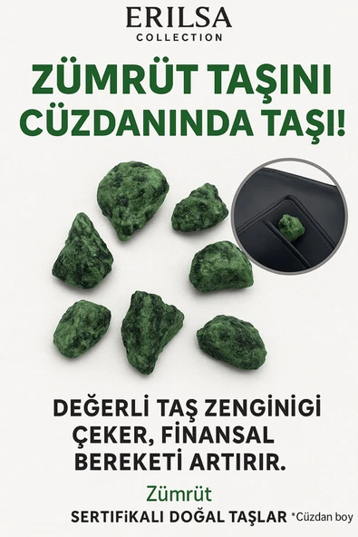 Sertifikalı Ham Cüzdan Boy Zümrüt Taşı Kütle - El Taşı - Sevgi, Şifa ve Günlük Kalp Desteği ürün görseli