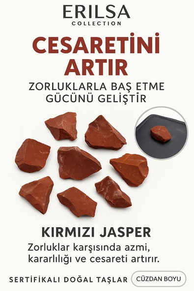 Sertifikalı Ham Cüzdan Boy Kırmızı Jasper Taşı Kütle - El Taşı - Güç, Dayanıklılık ve Günlük Koruma ürün görseli