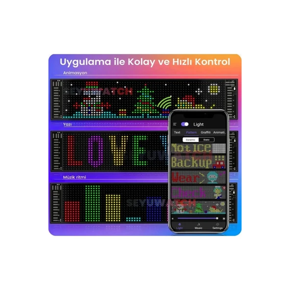 Led Ekran Matrix Panel Cama Yapışan En Büyük Boy 16x96 Led Sayısı Araba Yazısı 12cm-59.5cm - 4