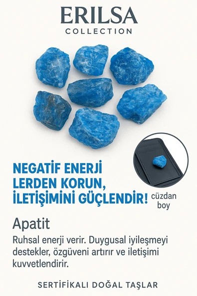 Sertifikalı Ham Cüzdan Boy Apatit Taşı Kütle - Zihinsel Berraklık Günlük İlham Kaynağı ürün görseli