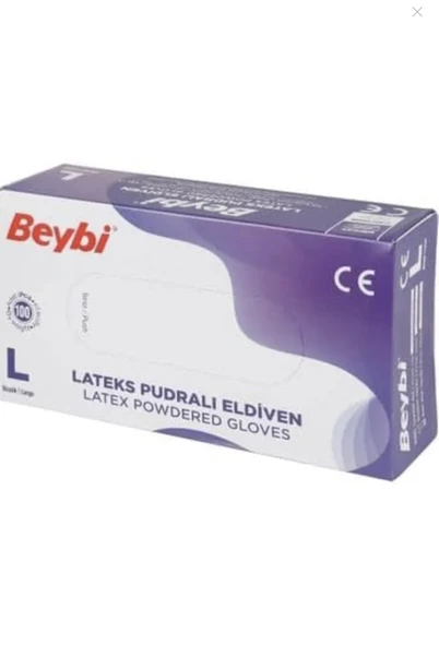 Beybi Lateks Pudralı Tek Kullanımlık Eldiven -L- 100 Adet