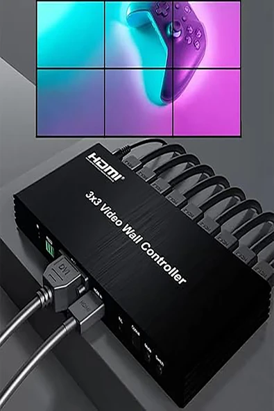3X3 HDMI VIDEO WALL CONTROLLER DUVAR PANEL VIDEO 9 EKRAN GENİŞLETİCİ KONTROL CİHAZI - 3