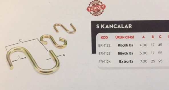 ERSA ES KANCA BÜYÜK 100 ADET  S KANCA BÜYÜK - 2