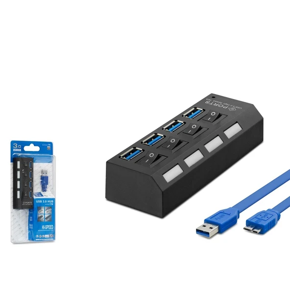 Usb3.0 Hub 4*Usb 50Cm Siyah HDX7023