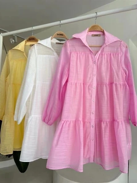 Gömlek Yaka Pileli Elbise 2898 - Resim 10