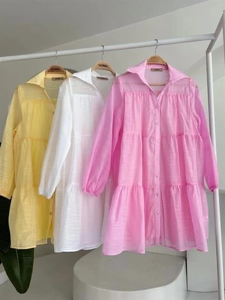 Gömlek Yaka Pileli Elbise 2898 - Resim 8