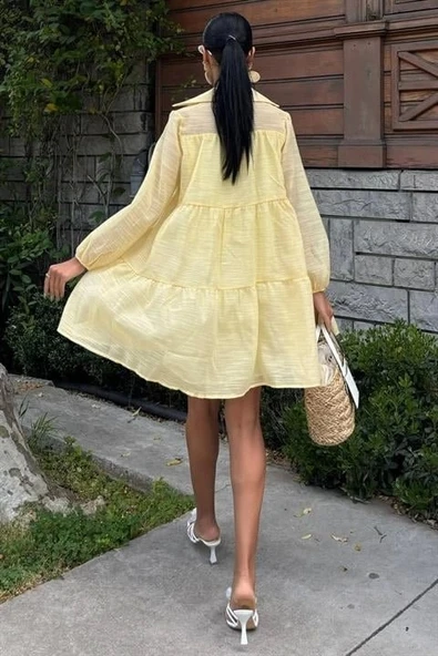 Gömlek Yaka Pileli Elbise 2898 - Resim 4