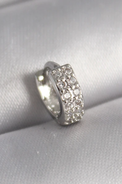 316L Çelik Gümüş Renk Zirkon Taşlı Tragus Piercing - TJ-PR1305 - 1