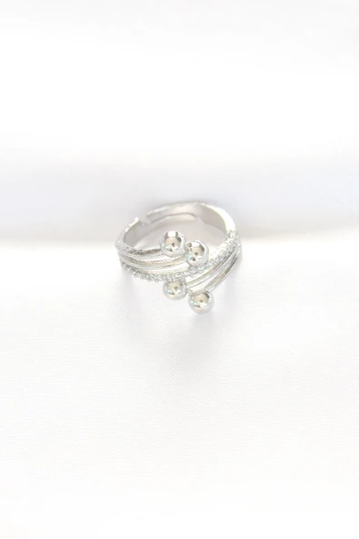 Topçuk Model Zirkon Taşlı Silver Renk Ayarlanabilir Yüzük - TJ-BYK3137 - 2