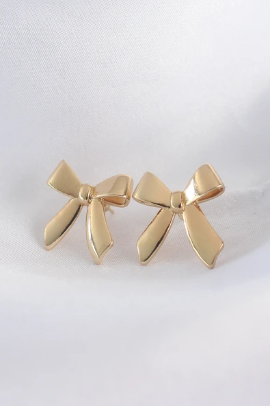 Pirinç Gold Renk Düz Plaka Fiyonk Küpe - TJ-BKP8936 ürün görseli