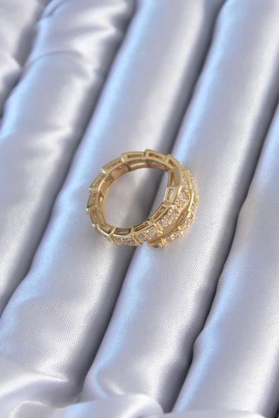 VIP Seri Gold Renk Yılan Model Kadın Yüzük - TJ-BYK2775 - 2