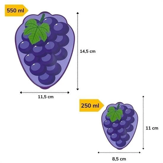 Buffer® 2'li İç İçe Geçebilen Üzüm Model Saklama Ve Beslenme Kabı Seti (550 Ml + 250 Ml) - 4