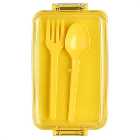 Buffer® 2 Bölmeli Çok Amaçlı 900 Ml Kapasiteli Çatal Kaşıklı Dayanıklı Beslenme Kabı Yiyecek Kutusu - 5