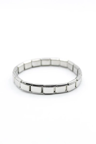 Lastikli Çelik Bileklik - Gümüş - Resim 2