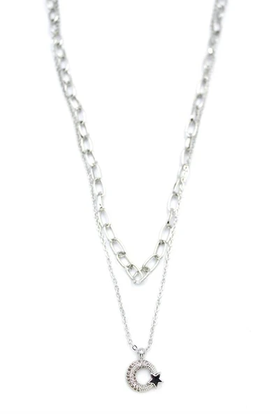 Çoklu Ay Yıldız Kolye - Gümüş